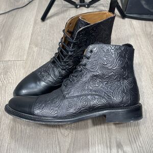 Taft Rome Paris Floral Embossed Leather Boots Mens US 9 EU 43 Made In Spain